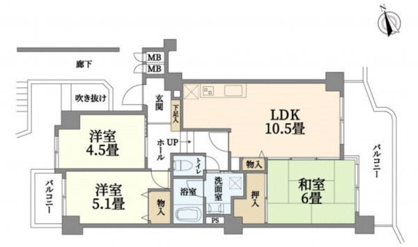 岸和田市神須屋町、マンションの間取り画像です
