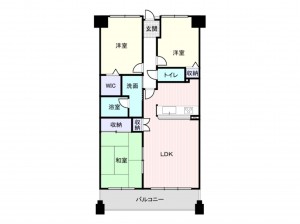 岸和田市港緑町、マンションの間取り画像です