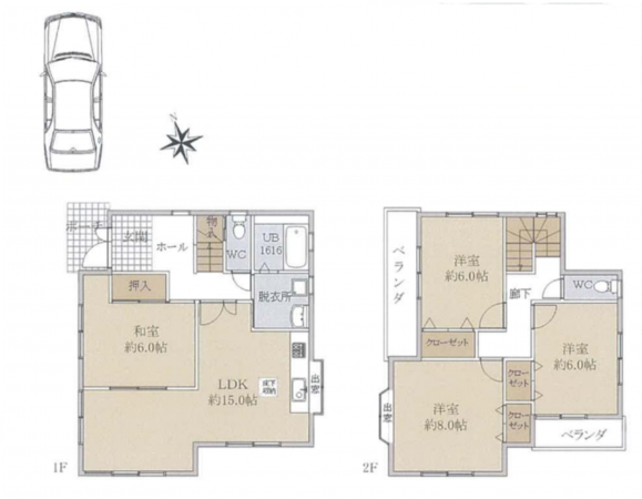 和泉市箕形町、中古一戸建ての間取り画像です