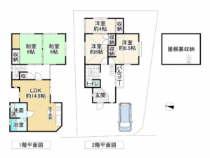和泉市王子町、中古一戸建ての間取り画像です