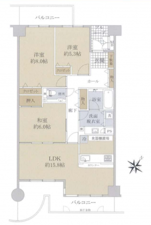 和泉市伏屋町、マンションの間取り画像です