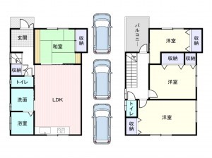 泉大津市、中古一戸建ての間取り画像です