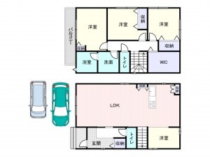 泉大津市、中古一戸建ての間取り画像です