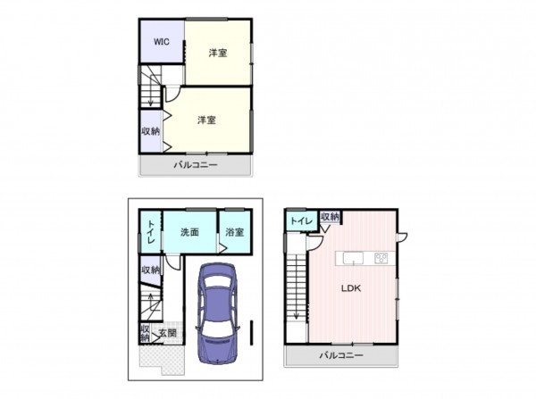 岸和田市藤井町、中古一戸建ての間取り画像です