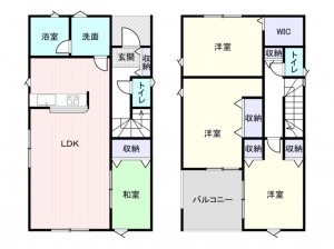 泉南市、新築一戸建ての間取り画像です