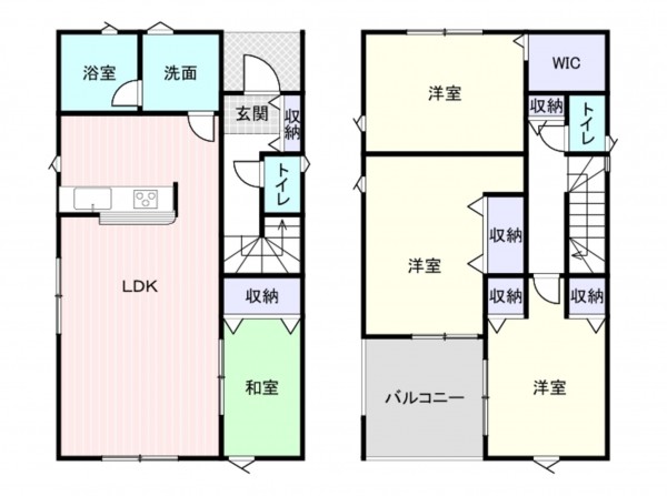 泉南市、新築一戸建ての間取り画像です