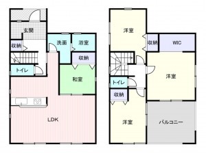 泉佐野市、新築一戸建ての間取り画像です