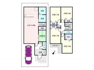 泉大津市、新築一戸建ての間取り画像です