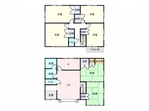 岸和田市南上町、中古一戸建ての間取り画像です