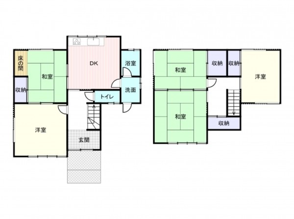 岸和田市池尻町、中古一戸建ての間取り画像です