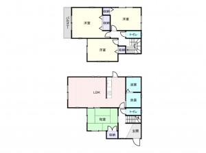 和泉市唐国町、中古一戸建ての間取り画像です