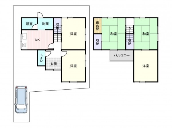 岸和田市尾生町、中古一戸建ての間取り画像です