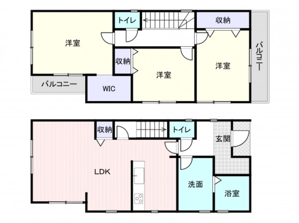 岸和田市今木町、新築一戸建ての間取り画像です
