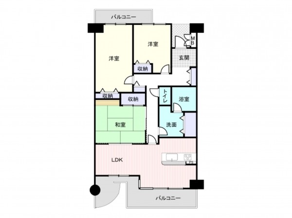 和泉市伏屋町、マンションの間取り画像です