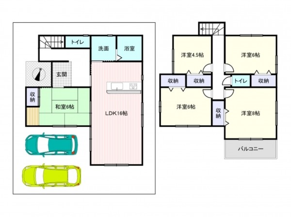 岸和田市、新築一戸建ての間取り画像です