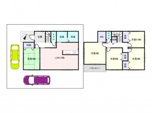 岸和田市、新築一戸建ての間取り画像です