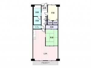 岸和田市下野町、マンションの間取り画像です