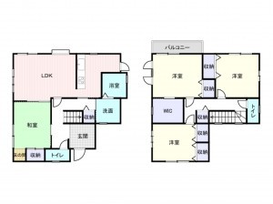岸和田市行遇町、中古一戸建ての間取り画像です