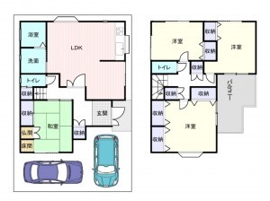 岸和田市田治米町、中古一戸建ての間取り画像です