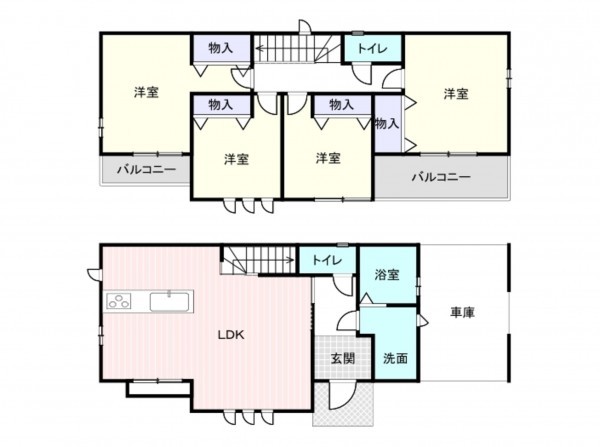 岸和田市春木大小路町、新築一戸建ての間取り画像です