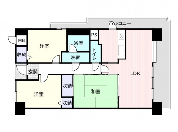 岸和田市藤井町、マンションの間取り画像です