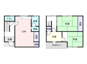 岸和田市池尻町、中古一戸建ての間取り画像です