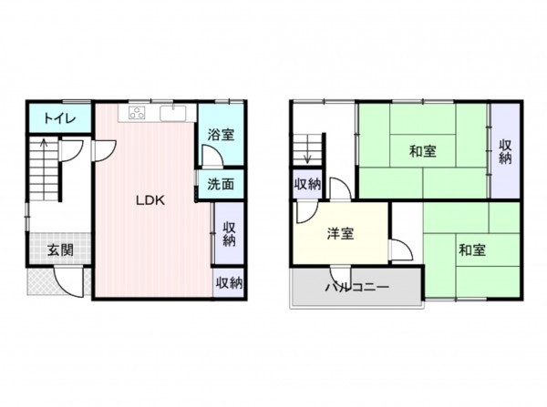 岸和田市池尻町、中古一戸建ての間取り画像です
