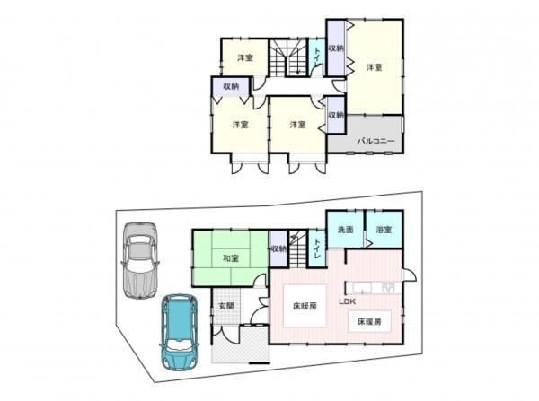 岸和田市中井町、中古一戸建ての間取り画像です