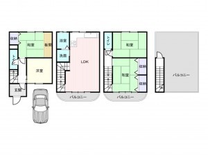 岸和田市磯上町、中古一戸建ての間取り画像です