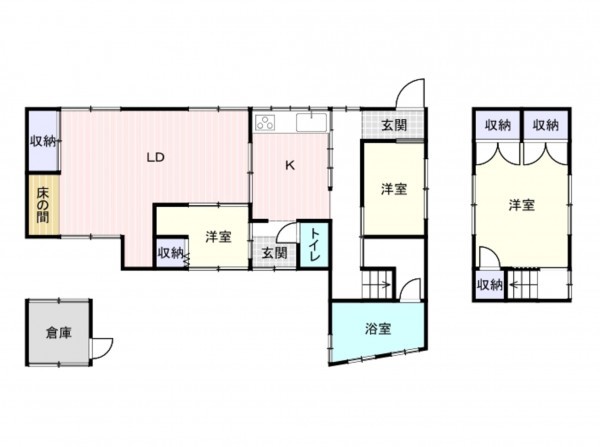 岸和田市荒木町、中古一戸建ての間取り画像です