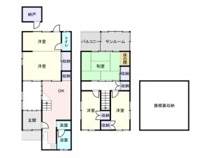 岸和田市別所町、中古一戸建ての間取り画像です