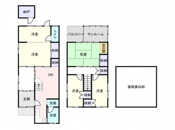 岸和田市別所町、中古一戸建ての間取り画像です