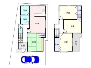 和泉市内田町、中古一戸建ての間取り画像です