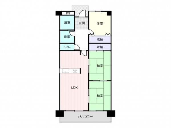 和泉市鶴山台、マンションの間取り画像です