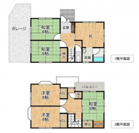 岸和田市磯上町、中古一戸建ての間取り画像です