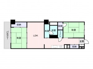 岸和田市大町、マンションの間取り画像です