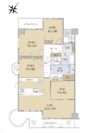 和泉市伏屋町、マンションの間取り画像です