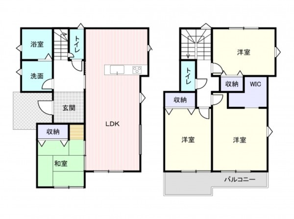 岸和田市土生町、新築一戸建ての間取り画像です