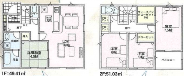 和泉市寺田町、新築一戸建ての間取り画像です