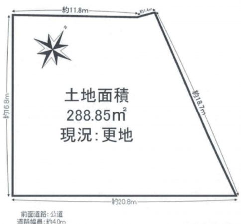 岸和田市東ケ丘町、土地の間取り画像です