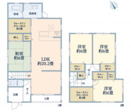 岸和田市大町、中古一戸建ての間取り画像です