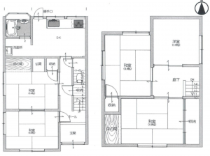 岸和田市加守町、中古一戸建ての間取り画像です