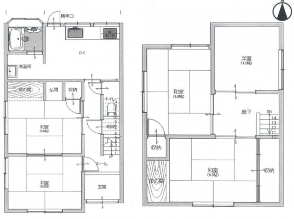 岸和田市加守町、中古一戸建ての間取り画像です