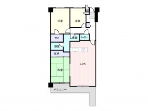 和泉市のぞみ野、マンションの間取り画像です