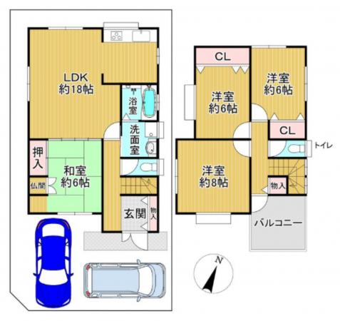 和泉市府中町、中古一戸建ての間取り画像です