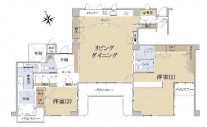 岸和田市岸城町、マンションの間取り画像です