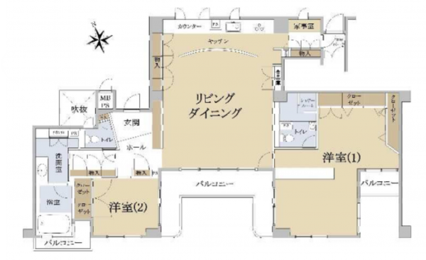 岸和田市岸城町、マンションの間取り画像です