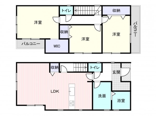 岸和田市今木町、新築一戸建ての間取り画像です