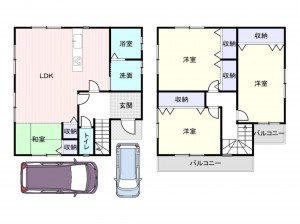 岸和田市春木旭町、中古一戸建ての間取り画像です