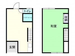 大阪市浪速区恵美須西、中古一戸建ての間取り画像です